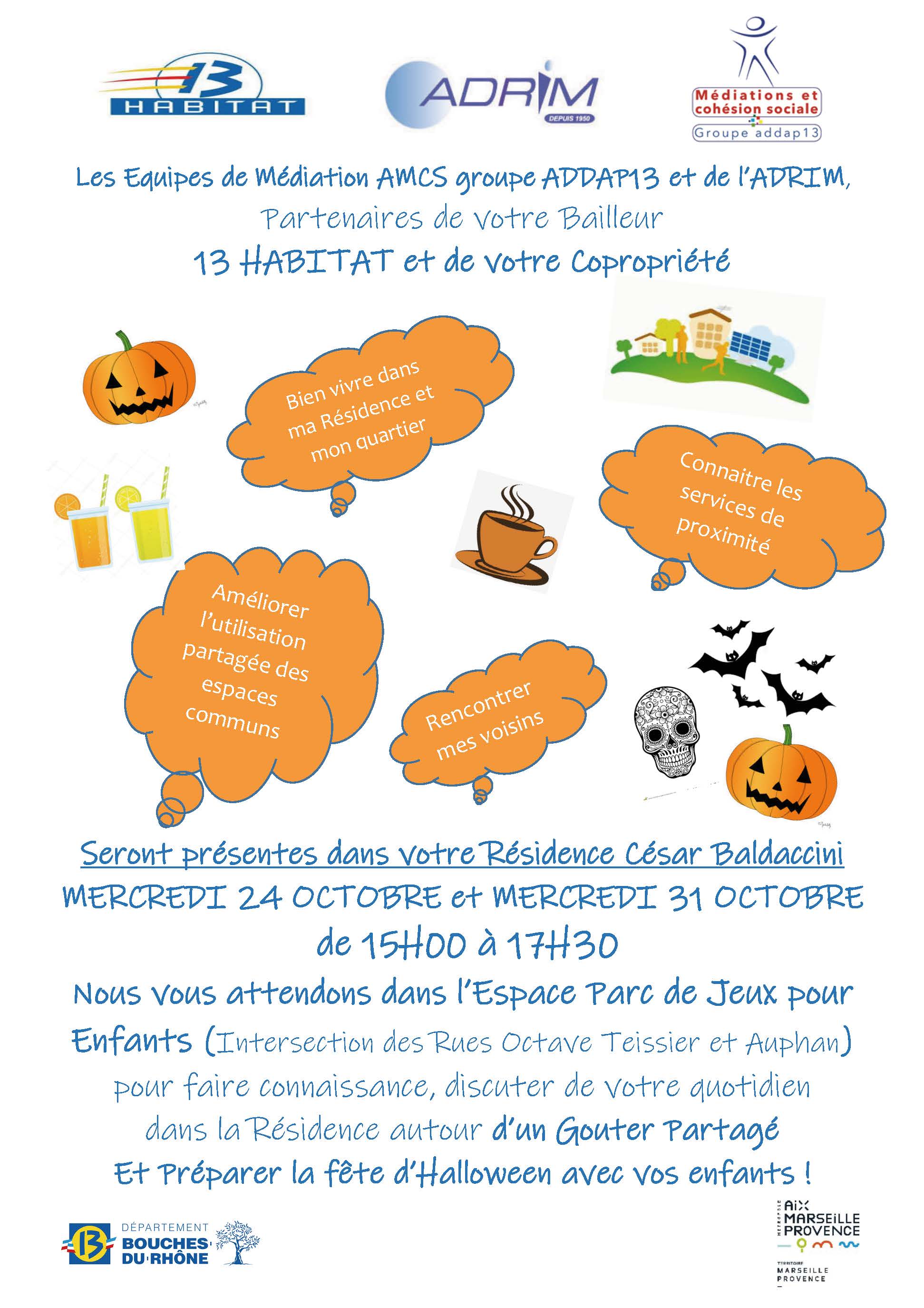 Goûter partagé d'Halloween les 24  et 31 octobre Rés. César Baldaccini - 13003